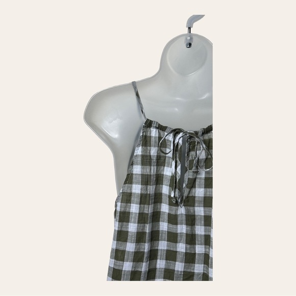 1099. ANTHROPOLOGIE CLOTH & STONE GINGHAM HALTER TOP SIZE XSMALL GREEN/WHITE - Picture 8 of 10